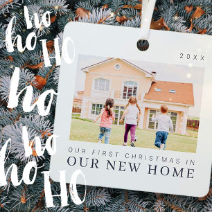 Onze eerste kerst in onze nieuwe moderne thuisarch metalen ornament