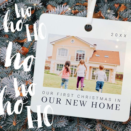 Onze eerste kerst in onze nieuwe moderne thuisarch metalen ornament