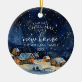 Onze eerste kerst in onze nieuwe rustieke thuis na keramisch ornament (Voorkant)