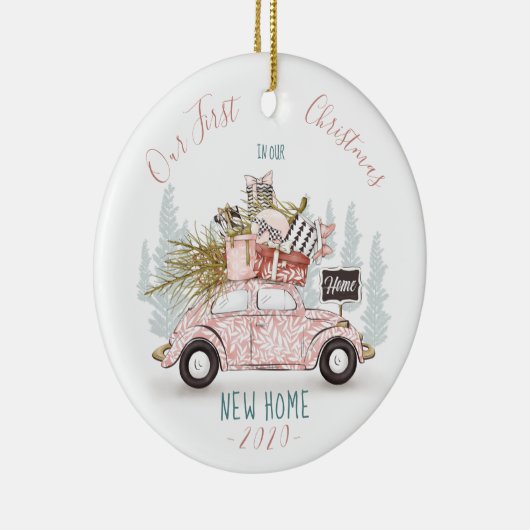 Onze eerste kerst in onze nieuwe thuisauto Waterve Keramisch Ornament (Rechts)