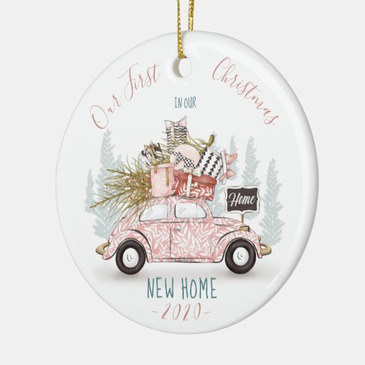 Onze eerste kerst in onze nieuwe thuisauto Waterve Keramisch Ornament (Links)