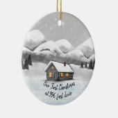 onze eerste kerst in onze nieuwe thuisblokhut keramisch ornament (Rechts)