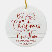 Onze eerste kerst in onze nieuwe thuisboerderij keramisch ornament (Voorkant)