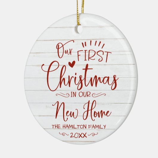 Onze eerste kerst in onze nieuwe thuisboerderij keramisch ornament (Links)