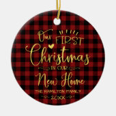 Onze eerste kerst in onze nieuwe thuisboerderij keramisch ornament (Voorkant)