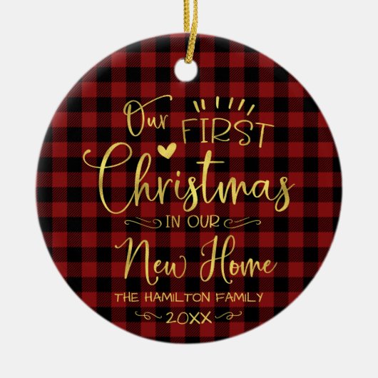 Onze eerste kerst in onze nieuwe thuisboerderij keramisch ornament (Voorkant)