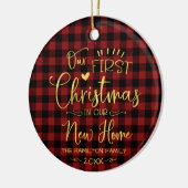 Onze eerste kerst in onze nieuwe thuisboerderij keramisch ornament (Links)