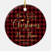 Onze eerste kerst in onze nieuwe thuisboerderij keramisch ornament (Achterkant)