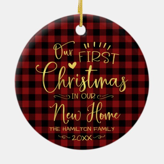 Onze eerste kerst in onze nieuwe thuisboerderij keramisch ornament (Achterkant)