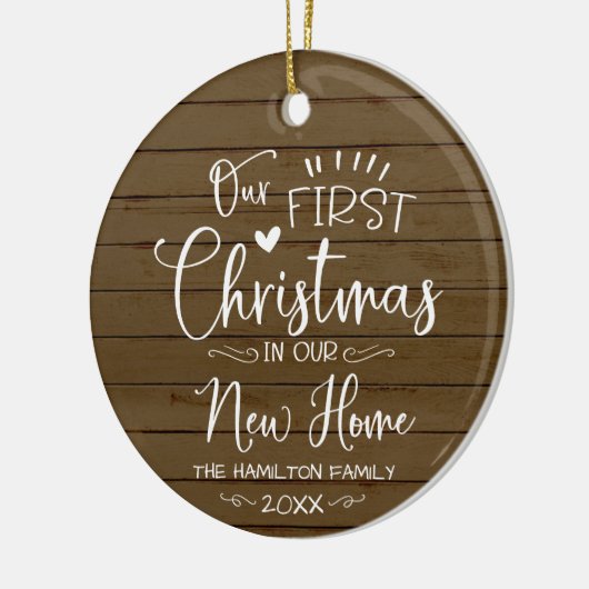 Onze eerste kerst in onze nieuwe thuisboerderij keramisch ornament (Links)