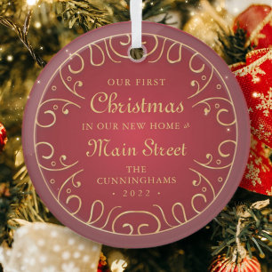 Onze eerste kerst in onze nieuwe thuisfeaux Gold Glas Ornament