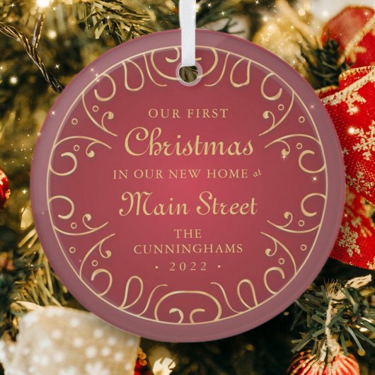 Onze eerste kerst in onze nieuwe thuisfeaux Gold Glas Ornament