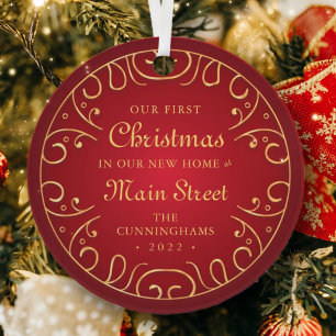 Onze eerste kerst in onze nieuwe thuisfeaux Gold Metalen Ornament
