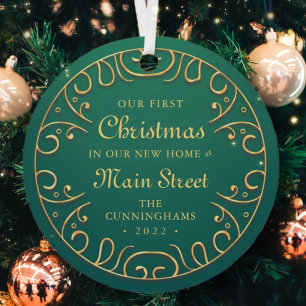 Onze eerste kerst in onze nieuwe thuisfeaux Gold Metalen Ornament