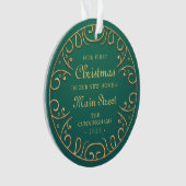 Onze eerste kerst in onze nieuwe thuisfeaux Gold Ornament (voorkant)