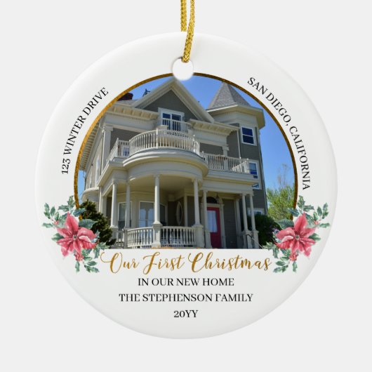 Onze eerste kerst in onze nieuwe thuisfeestdag Fot Keramisch Ornament (Voorkant)