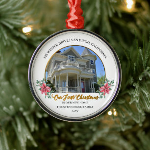 Onze eerste kerst in onze nieuwe thuisfeestdag Fot Metalen Ornament