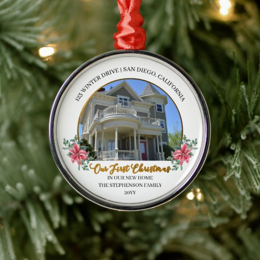 Onze eerste kerst in onze nieuwe thuisfeestdag Fot Metalen Ornament (Boom)
