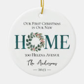 Onze eerste kerst in onze nieuwe thuisfoto keramisch ornament (Voorkant)