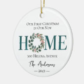 Onze eerste kerst in onze nieuwe thuisfoto keramisch ornament (Links)