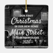 Onze eerste kerst in onze nieuwe thuisfoto keramisch ornament (Achterkant)