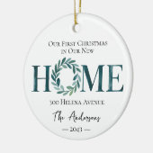 Onze eerste kerst in onze nieuwe thuisfoto keramisch ornament (Links)