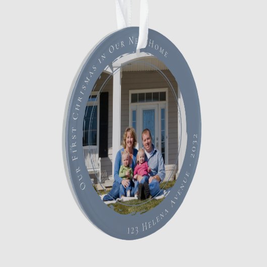 Onze eerste kerst in onze nieuwe thuisfoto ornament (voorkant)