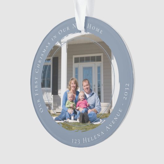 Onze eerste kerst in onze nieuwe thuisfoto ornament (voorkant)