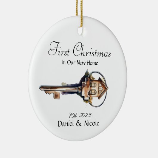 Onze eerste kerst in onze nieuwe thuisversiering keramisch ornament (Rechts)