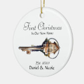 Onze eerste kerst in onze nieuwe thuisversiering keramisch ornament (Links)