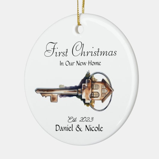 Onze eerste kerst in onze nieuwe thuisversiering keramisch ornament (Links)