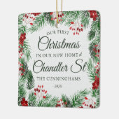 Onze eerste kerst in onze nieuwe thuisWaterverf Keramisch Ornament (Links)