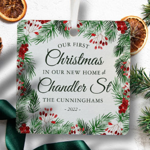 Onze eerste kerst in onze nieuwe thuisWaterverf Metalen Ornament