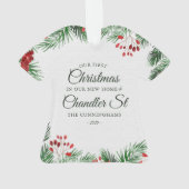 Onze eerste kerst in onze nieuwe thuisWaterverf Ornament (achterkant)