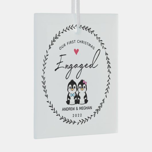 Onze eerste kerst in Pinguïn Glas Ornament (Voorkant Rechts)