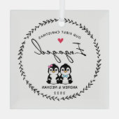Onze eerste kerst in Pinguïn Glas Ornament (Achterkant)