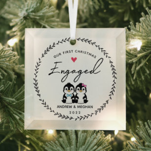 Onze eerste kerst in Pinguïn Glas Ornament