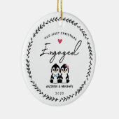 Onze eerste kerst in Pinguïn Keramisch Ornament (Rechts)