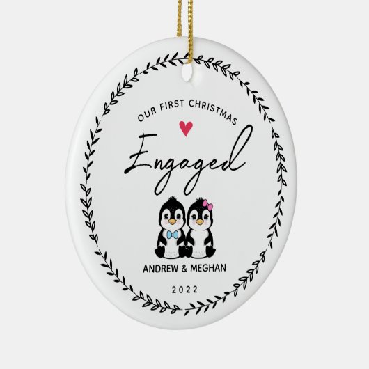 Onze eerste kerst in Pinguïn Keramisch Ornament (Rechts)