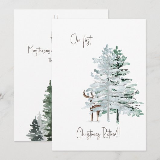 Onze eerste kerst in ruste Woodland Deer Feestdagenkaart (Voorkant / Achterkant)
