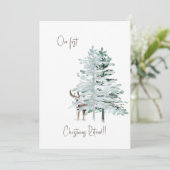 Onze eerste kerst in ruste Woodland Deer Feestdagenkaart (Staand voorkant)