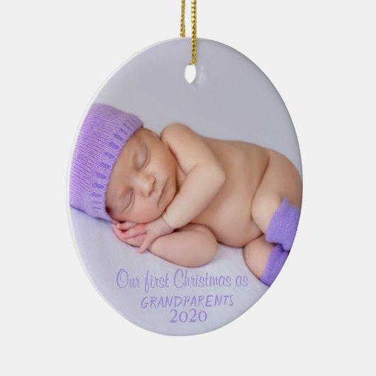 Onze eerste kerst, jouw Baby foto Keramisch Ornament (Rechts)
