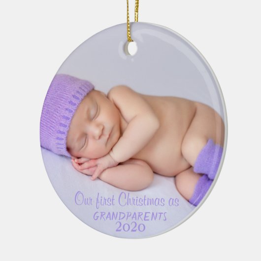 Onze eerste kerst, jouw Baby foto Keramisch Ornament (Links)