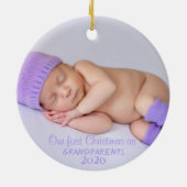 Onze eerste kerst, jouw Baby foto Keramisch Ornament (Achterkant)