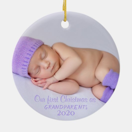 Onze eerste kerst, jouw Baby foto Keramisch Ornament (Achterkant)