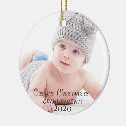Onze eerste kerst, jouw foto keramisch ornament (Links)