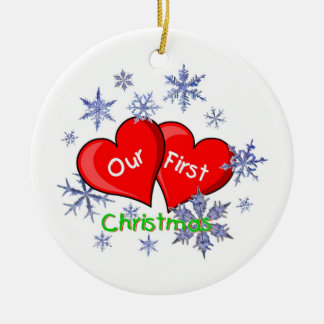 Onze eerste kerst keramisch ornament