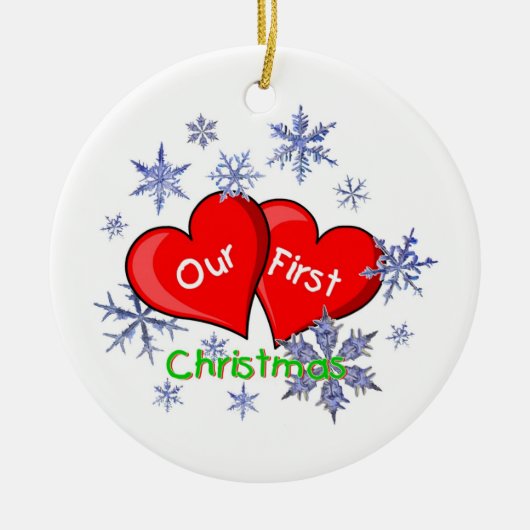 Onze eerste kerst keramisch ornament (Voorkant)