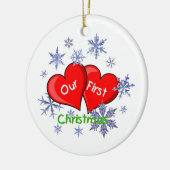 Onze eerste kerst keramisch ornament (Links)