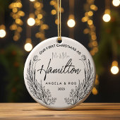 Onze eerste kerst keramische Ornament, zwarte lijn Keramisch Ornament